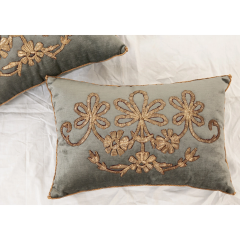 B VIZ Pair of Antique Raised Metallic Embroidery Pillows - 2849841