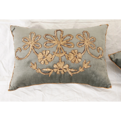 B VIZ Pair of Antique Raised Metallic Embroidery Pillows - 2849845