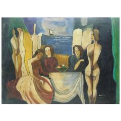 B la K d r Painting Seated Women with Nudes Signed Bela Kadar Hungary 1877 1955  - 1776068