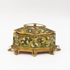B lisaire Boissier Gilt Metal and Green Enamel Jewelry Box Maison Boissier Circa 1900 1930 - 4545432