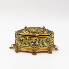 B lisaire Boissier Gilt Metal and Green Enamel Jewelry Box Maison Boissier Circa 1900 1930 - 4545433