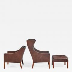 B rge Mogensen Borge Mogensen Brown Leather Wingback and Lounge Chair with Ottoman - 788082