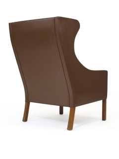B rge Mogensen Borge Mogensen Model 2204 Highback Brown Leather lounge Chairs with Ottoman - 858252