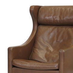 B rge Mogensen Borge Mogensen Model 2204 Highback Brown Leather lounge Chairs with Ottoman - 858259