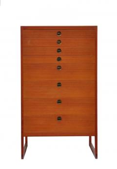 B rge Mogensen Borge Mogensen Teak Tall Chest of Drawers with Brass Pulls Denmark 1950s - 1030295