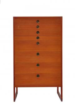 B rge Mogensen Borge Mogensen Teak Tall Chest of Drawers with Brass Pulls Denmark 1950s - 1030295