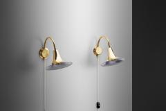 B rje Claes B rje Claes Brass Adjustable Wall Lamps for Norlett Elit Sweden 1970s - 3245550