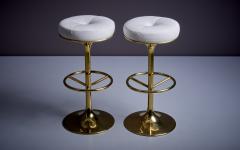 B rje Johanson Pair of Leather Bar Stools Sweden 1970s - 3092519