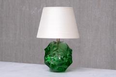 B rne Augustsson B rne Augustsson Green Glass Table Lamp with Silk Shade seda Sweden 1940s - 4819827