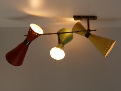 BAG Turgi Bronzewarenfabrik AG Turgi Exceptional Three Armed Diabolo Sconce or Ceiling Fixture by BAG Turgi 1950s - 4237782