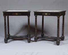 BALTAZAR ZEBALLOS PAZ DE AYACUCHO A PAIR OF EBONIZED AND BRASS INLAID CENTER TABLES - 3727451