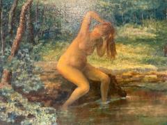 BATHING NUDE AND DEER IN LUSH LANDSCAPE PAINTING BY MICHAEL BENEDETTO - 2186029