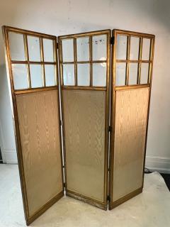 BEAUTIFUL ANTIQUE GILT WOOD GLASS AND MIRROR TRIFOLD ROOM SCREEN - 2862007