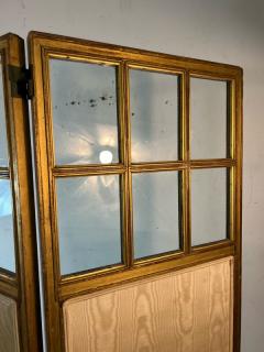 BEAUTIFUL ANTIQUE GILT WOOD GLASS AND MIRROR TRIFOLD ROOM SCREEN - 2862009