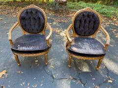 BEAUTIFUL GILT WOOD LOUIS XVI CARVED PAIR OF FAUTEUIL CHAIRS - 1706506