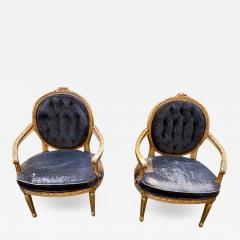 BEAUTIFUL GILT WOOD LOUIS XVI CARVED PAIR OF FAUTEUIL CHAIRS - 1711438