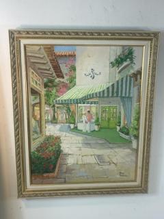 BEAUTIFUL ITALIAN MEDITERRANEAN VILLAGE SHOPPING SQUARE IN SUMMER PAINTING - 2107896