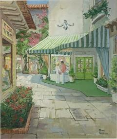 BEAUTIFUL ITALIAN MEDITERRANEAN VILLAGE SHOPPING SQUARE IN SUMMER PAINTING - 2356818