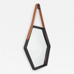 BEVERLY OAK AND LEATHER HEXAGON MIRROR BY ORANGE LOS ANGELES - 1068997