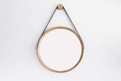 BEVERLY OAK AND LEATHER ROUND MIRROR CERUSED - 1154198