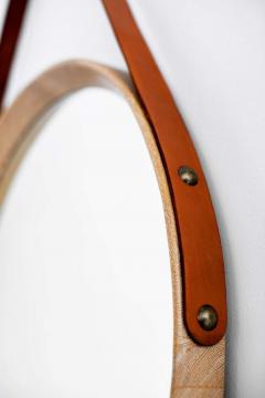 BEVERLY OAK AND LEATHER ROUND MIRROR CERUSED - 1154202