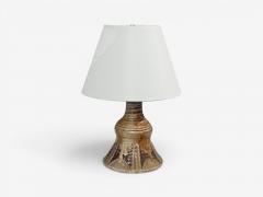 BJ Keramik Brutalist Table Lamp Beige Stoneware Denmark 1960s - 4696134