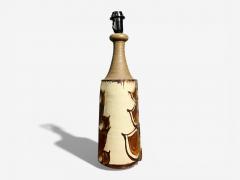 BJ Keramik Large Table Lamp Brown Stoneware Denmark 1960s - 4491582