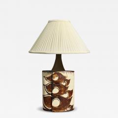 BJ Keramik Large Table Lamp Brown Stoneware Denmark 1960s - 4491987