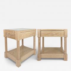 BK Limited Edition BK Antiques LLC Pair of Cerused Oak Travertine Nightstands - 4456752