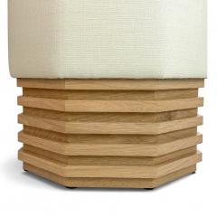 BK Limited Edition BK Antiques LLC Pair of Octagonal Upholstered Light Oak Stools - 4421530