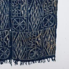 BLUE Blanket Handwoven KUBA Cloth Ceremonial Tapestry Hanging Wall Art Congo - 1515746