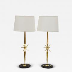 BRASS STARBURST Design Table Lamps PAIR  - 3855182