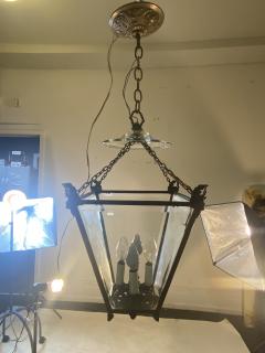 BRONZE AND GLASS GOTHIC NEOCLASSICAL LANTERN - 2468940