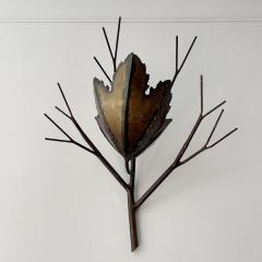BRUTALIST COPPER LEAF BRANCH WALL SCONCE - 3030590