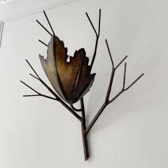 BRUTALIST COPPER LEAF BRANCH WALL SCONCE - 3030591
