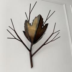 BRUTALIST COPPER LEAF BRANCH WALL SCONCE - 3030592