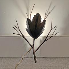 BRUTALIST COPPER LEAF BRANCH WALL SCONCE - 3030598