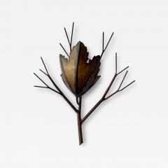BRUTALIST COPPER LEAF BRANCH WALL SCONCE - 3036247