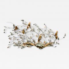 BRUTALIST METALS GEESE DRIFTWOOD LILY PADS FLOWERS CATTAILS WALL SCULPTURE - 4395460