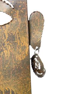 BRUTALIST MIXED METALS TORCH CUT TRIBAL MASK FLOOR LAMP - 4740225