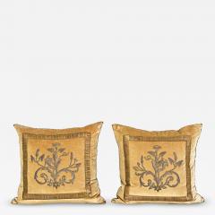 BVIZ Pair of Antique European Raised Bronze Embroidery Pillows - 4400864