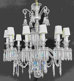 Baccarat Style Chandelier Crystal 12 Light Hollywood Regency Monumental - 2507862