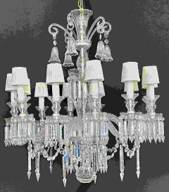 Baccarat Style Chandelier Crystal 12 Light Hollywood Regency Monumental - 2507864