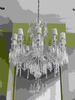 Baccarat Style Chandelier Crystal 12 Light Hollywood Regency Monumental - 2507866