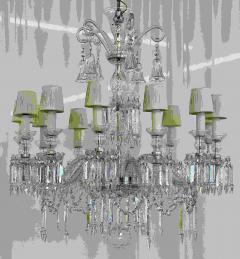 Baccarat Style Chandelier Crystal 12 Light Hollywood Regency Monumental - 2507868