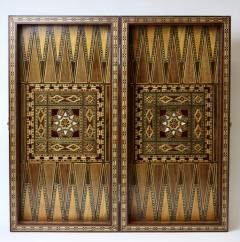 Backgammon Marquetry Wood Board Box 1960 Middle Eastern - 3013541