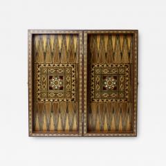 Backgammon Marquetry Wood Board Box 1960 Middle Eastern - 3015016