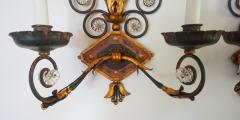 Bagu s Style Crystal and Wrought Iron Wall Sconces circa 1925 - 789472