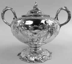 Bailey Victorian Classical Coin Silver Grapevine Coffee Tea Set - 4150365