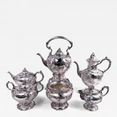 Bailey Victorian Classical Coin Silver Grapevine Coffee Tea Set - 4151696